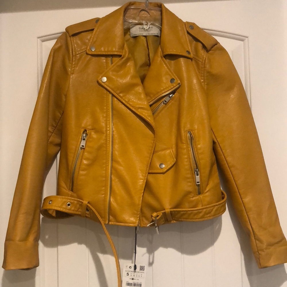 Yellow faux leather jacket